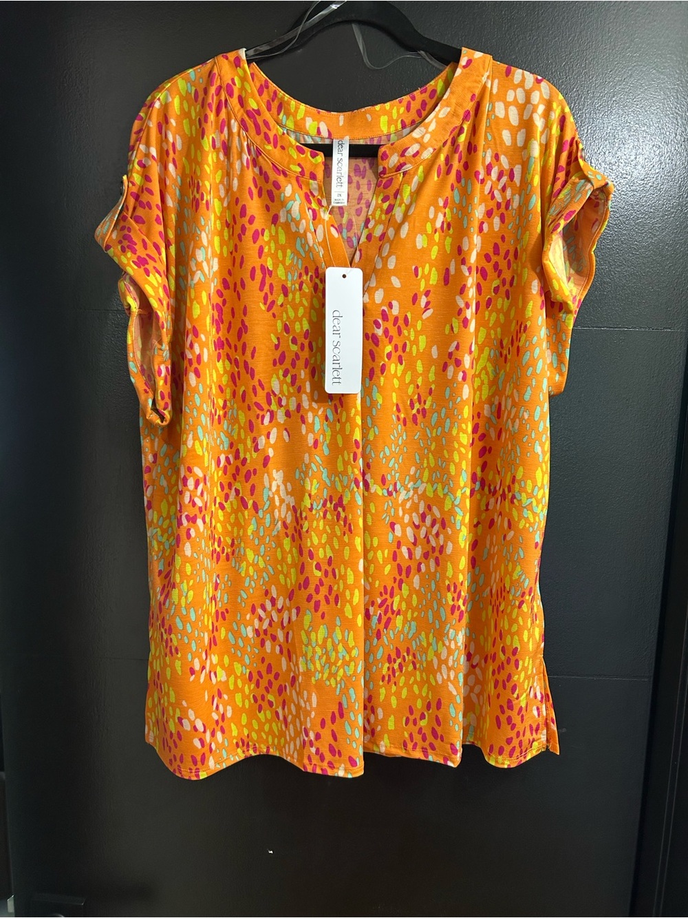 Dear Scarlett Orange Short-Sleeve Printed Blouse